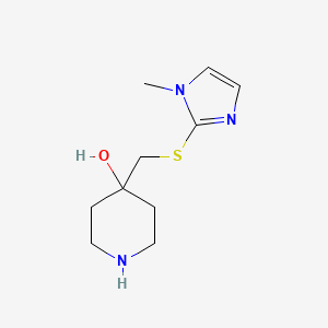 molecular formula C10H17N3OS B15217932 4-{[(1-Methyl-1H-imidazol-2-YL)thio]methyl}piperidin-4-OL 