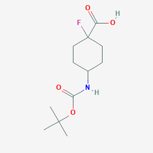 molecular formula C12H20FNO4 B15218003 4-(tert-Butoxycarbonylamino)-1-fluoro-cyclohexanecarboxylic acid 