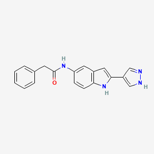 molecular formula C19H16N4O B15218024 2-Phenyl-N-[2-(1H-pyrazol-4-yl)-1H-indol-5-yl]acetamide CAS No. 827318-36-5