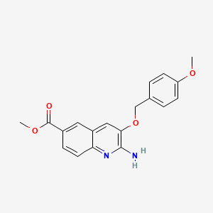 molecular formula C19H18N2O4 B15218068 Methyl 2-amino-3-((4-methoxybenzyl)oxy)quinoline-6-carboxylate 