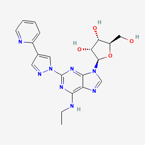 molecular formula C20H22N8O4 B15218100 N-Ethyl-2-[4-(pyridin-2-yl)-1H-pyrazol-1-yl]adenosine CAS No. 920974-63-6