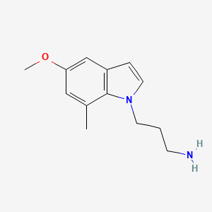 molecular formula C13H18N2O B15218103 3-(5-Methoxy-7-methyl-1H-indol-1-yl)propan-1-amine 