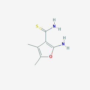 molecular formula C7H10N2OS B15218188 2-Amino-4,5-dimethylfuran-3-carbothioamide 