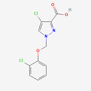 molecular formula C11H8Cl2N2O3 B15218194 4-Chloro-1-((2-chlorophenoxy)methyl)-1H-pyrazole-3-carboxylic acid 