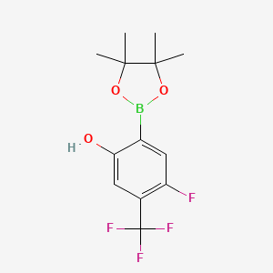 molecular formula C13H15BF4O3 B15218231 4-Fluoro-2-(4,4,5,5-tetramethyl-1,3,2-dioxaborolan-2-yl)-5-(trifluoromethyl)phenol 