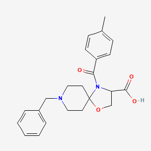 molecular formula C23H26N2O4 B1521827 8-Benzyl-4-(4-methylbenzoyl)-1-oxa-4,8-diazaspiro[4.5]decane-3-carboxylic acid CAS No. 1214212-39-1