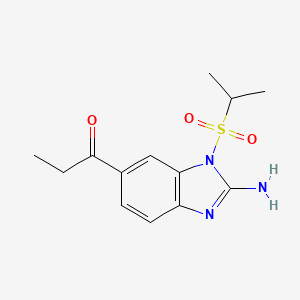 molecular formula C13H17N3O3S B15218281 1-[2-Amino-1-(propane-2-sulfonyl)-1H-benzimidazol-6-yl]propan-1-one CAS No. 88599-79-5