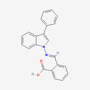 molecular formula C22H16N2O2 B15218290 2-(((3-Phenyl-1H-indol-1-yl)imino)methyl)benzoic acid 