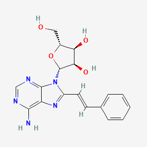 molecular formula C18H19N5O4 B15218311 (2R,3R,4S,5R)-2-(6-Amino-8-((E)-styryl)-9H-purin-9-yl)-5-(hydroxymethyl)tetrahydrofuran-3,4-diol 