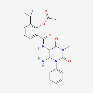 molecular formula C23H24N4O5 B15218331 2-[(6-Amino-3-methyl-2,4-dioxo-1-phenyl-1,2,3,4-tetrahydropyrimidin-5-yl)carbamoyl]-6-(propan-2-yl)phenyl acetate CAS No. 301206-06-4