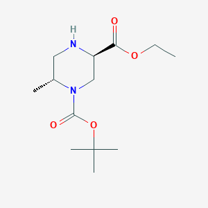 molecular formula C13H24N2O4 B15218413 Rel-1-(tert-butyl) 3-ethyl (3R,6R)-6-methylpiperazine-1,3-dicarboxylate 