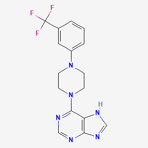 molecular formula C16H15F3N6 B15218455 9H-Purine, 6-(4-(alpha,alpha,alpha-trifluoro-m-tolyl)-1-piperazinyl)- CAS No. 24932-89-6