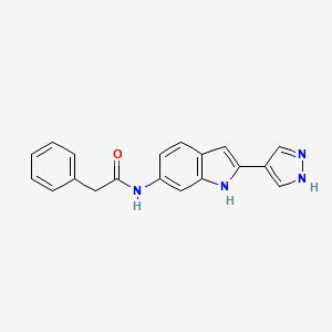 molecular formula C19H16N4O B15218464 2-Phenyl-N-[2-(1H-pyrazol-4-yl)-1H-indol-6-yl]acetamide CAS No. 827318-37-6