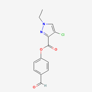 molecular formula C13H11ClN2O3 B15218530 4-Formylphenyl 4-chloro-1-ethyl-1H-pyrazole-3-carboxylate 