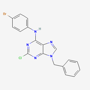 molecular formula C18H13BrClN5 B15218572 9H-Purin-6-amine, N-(4-bromophenyl)-2-chloro-9-(phenylmethyl)- CAS No. 125802-46-2