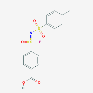 molecular formula C14H12FNO5S2 B15218574 4-[S-Fluoro-N-(4-methylbenzene-1-sulfonyl)sulfonimidoyl]benzoic acid CAS No. 89538-99-8