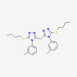 molecular formula C27H34N6S2 B15218633 Bis(5-(butylthio)-4-(m-tolyl)-4H-1,2,4-triazol-3-yl)methane CAS No. 62635-68-1