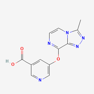 molecular formula C12H9N5O3 B15218668 5-[(3-Methyl-[1,2,4]triazolo[4,3-a]pyrazin-8-yl)oxy]pyridine-3-carboxylic acid 