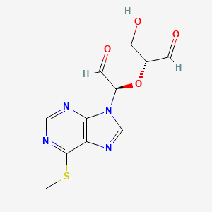 molecular formula C11H12N4O4S B15218871 Methylthioinosine dicarboxaldehyde CAS No. 31654-43-0