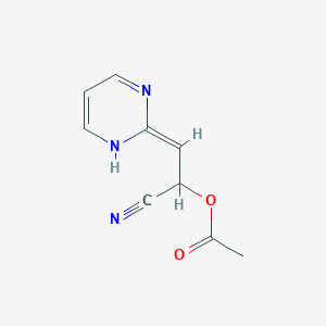 molecular formula C9H9N3O2 B15218894 (E)-1-Cyano-2-(pyrimidin-2(1H)-ylidene)ethyl acetate 