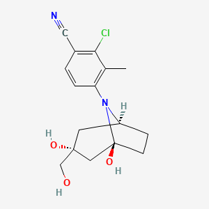 molecular formula C16H19ClN2O3 B15218931 2-Chloro-4-((1S,3R,5S)-1,3-dihydroxy-3-(hydroxymethyl)-8-azabicyclo[3.2.1]octan-8-yl)-3-methylbenzonitrile 