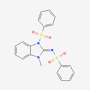 molecular formula C20H17N3O4S2 B15219010 N-(1,3-Dihydro-1-methyl-3-(phenylsulfonyl)-2H-benzimidazol-2-ylidene)benzenesulfonamide CAS No. 173374-94-2