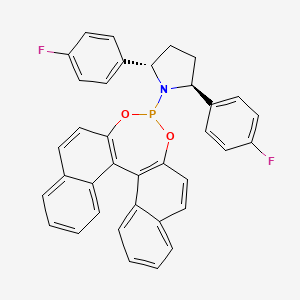 molecular formula C36H26F2NO2P B15219074 (2S,5S)-1-(12,14-dioxa-13-phosphapentacyclo[13.8.0.02,11.03,8.018,23]tricosa-1(15),2(11),3,5,7,9,16,18,20,22-decaen-13-yl)-2,5-bis(4-fluorophenyl)pyrrolidine 