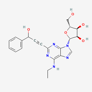 molecular formula C21H23N5O5 B15219205 N-Ethyl-2-(3-hydroxy-3-phenylprop-1-yn-1-yl)adenosine CAS No. 445430-24-0