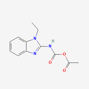 molecular formula C12H13N3O3 B15219222 Acetic (1-ethyl-1H-benzo[d]imidazol-2-yl)carbamic anhydride 