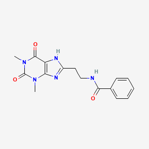 molecular formula C16H17N5O3 B15219310 N-(2-(1,3-dimethyl-2,6-dioxo-2,3,6,9-tetrahydro-1H-purin-8-yl)ethyl)benzamide CAS No. 5429-46-9