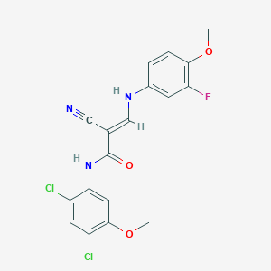 2-Cyano-N-(2,4-dichloro-5-methoxyphenyl)-3-((3-fluoro-4-methoxyphenyl)amino)acrylamide