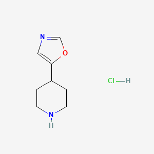 molecular formula C8H13ClN2O B15219489 5-(Piperidin-4-yl)oxazole hydrochloride 