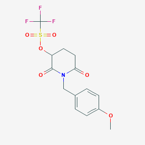 molecular formula C14H14F3NO6S B15219515 1-(4-Methoxybenzyl)-2,6-dioxopiperidin-3-yl trifluoromethanesulfonate 