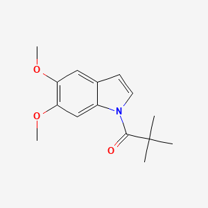 molecular formula C15H19NO3 B15219543 1-(5,6-Dimethoxy-1H-indol-1-yl)-2,2-dimethylpropan-1-one 