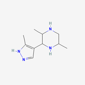 molecular formula C10H18N4 B15219562 2,5-Dimethyl-3-(3-methyl-1H-pyrazol-4-yl)piperazine 