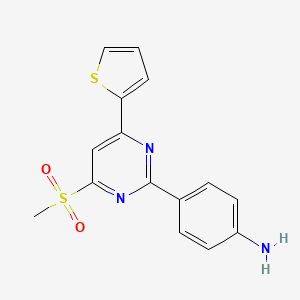 molecular formula C15H13N3O2S2 B15219568 4-[4-(Methanesulfonyl)-6-(thiophen-2-yl)pyrimidin-2-yl]aniline CAS No. 832075-88-4