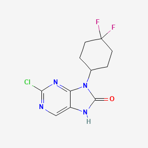 molecular formula C11H11ClF2N4O B15219570 2-Chloro-9-(4,4-difluorocyclohexyl)-7,9-dihydro-8H-purin-8-one 