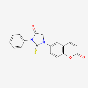 molecular formula C18H12N2O3S B15219616 1-(2-Oxo-2H-1-benzopyran-6-yl)-3-phenyl-2-sulfanylideneimidazolidin-4-one CAS No. 66042-99-7