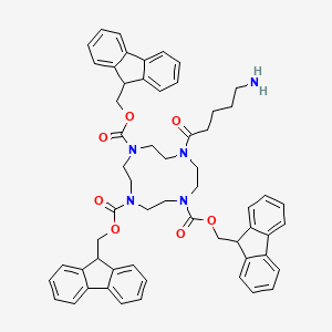 molecular formula C58H59N5O7 B15219632 Tris((9H-fluoren-9-yl)methyl) 10-(5-aminopentanoyl)-1,4,7,10-tetraazacyclododecane-1,4,7-tricarboxylate 