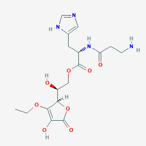 molecular formula C17H24N4O8 B15219666 (S)-(S)-2-((R)-3-Ethoxy-4-hydroxy-5-oxo-2,5-dihydrofuran-2-yl)-2-hydroxyethyl 2-(3-aminopropanamido)-3-(1H-imidazol-4-yl)propanoate 