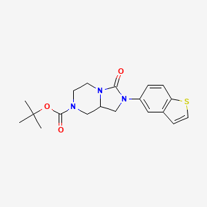 molecular formula C19H23N3O3S B15219695 Imidazo[1,5-a]pyrazine-7(1H)-carboxylic acid, 2-benzo[b]thien-5-ylhexahydro-3-oxo-, 1,1-dimethylethyl ester 