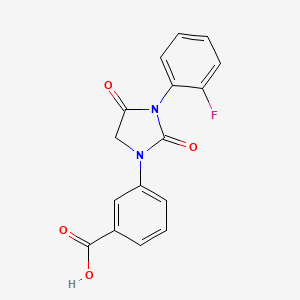 molecular formula C16H11FN2O4 B15219831 Benzoic acid, 3-[3-(2-fluorophenyl)-2,4-dioxo-1-imidazolidinyl]- CAS No. 651748-51-5