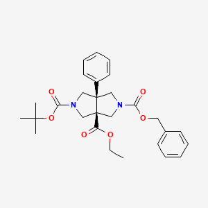 Pyrrolo[3,4-c]pyrrole-2,3a,5(1H,4H,6H)-tricarboxylic acid, dihydro-6a-phenyl-, 2-(1,1-dimethylethyl) 3a-ethyl 5-(phenylmethyl) ester, (3aR,6aR)-rel-