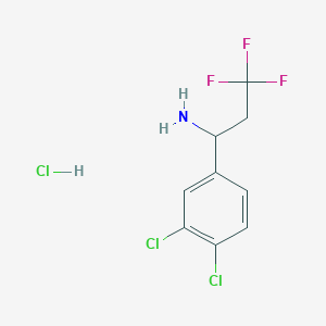 molecular formula C9H9Cl3F3N B1521986 1-(3,4-Dichlorophenyl)-3,3,3-trifluoropropan-1-amine hydrochloride CAS No. 1193387-99-3