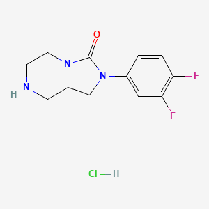 molecular formula C12H14ClF2N3O B15219888 2-(3,4-difluorophenyl)-1,5,6,7,8,8a-hexahydroimidazo[1,5-a]pyrazin-3-one;hydrochloride 