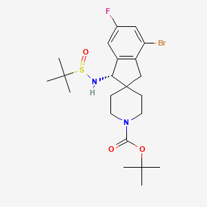 molecular formula C22H32BrFN2O3S B15219966 (S)-tert-Butyl 4-bromo-1-((R)-1,1-dimethylethylsulfinamido)-6-fluoro-1,3-dihydrospiro[indene-2,4'-piperidine]-1'-carboxylate 