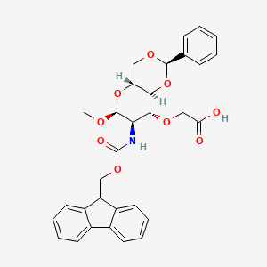 2-(((2R,4aR,6S,7R,8R,8aS)-7-((((9H-Fluoren-9-yl)methoxy)carbonyl)amino)-6-methoxy-2-phenylhexahydropyrano[3,2-d][1,3]dioxin-8-yl)oxy)acetic acid