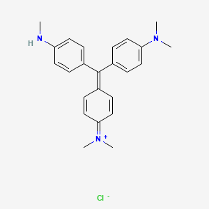 molecular formula C24H28N3.Cl<br>C24H28ClN3 B15220055 Basic Violet 1 (Technical Grade) CAS No. 71143-08-3