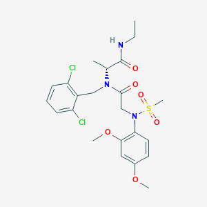 molecular formula C23H29Cl2N3O6S B15220141 (R)-2-(N-(2,6-Dichlorobenzyl)-2-(N-(2,4-dimethoxyphenyl)methylsulfonamido)acetamido)-N-ethylpropanamide 