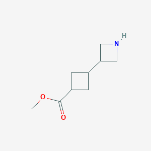 molecular formula C9H15NO2 B15220206 Methyl 3-(azetidin-3-yl)cyclobutane-1-carboxylate 